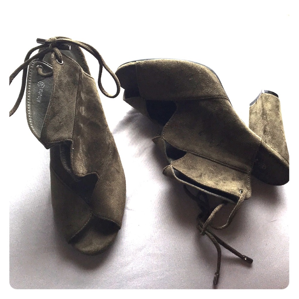 Olive Green Suede Heels